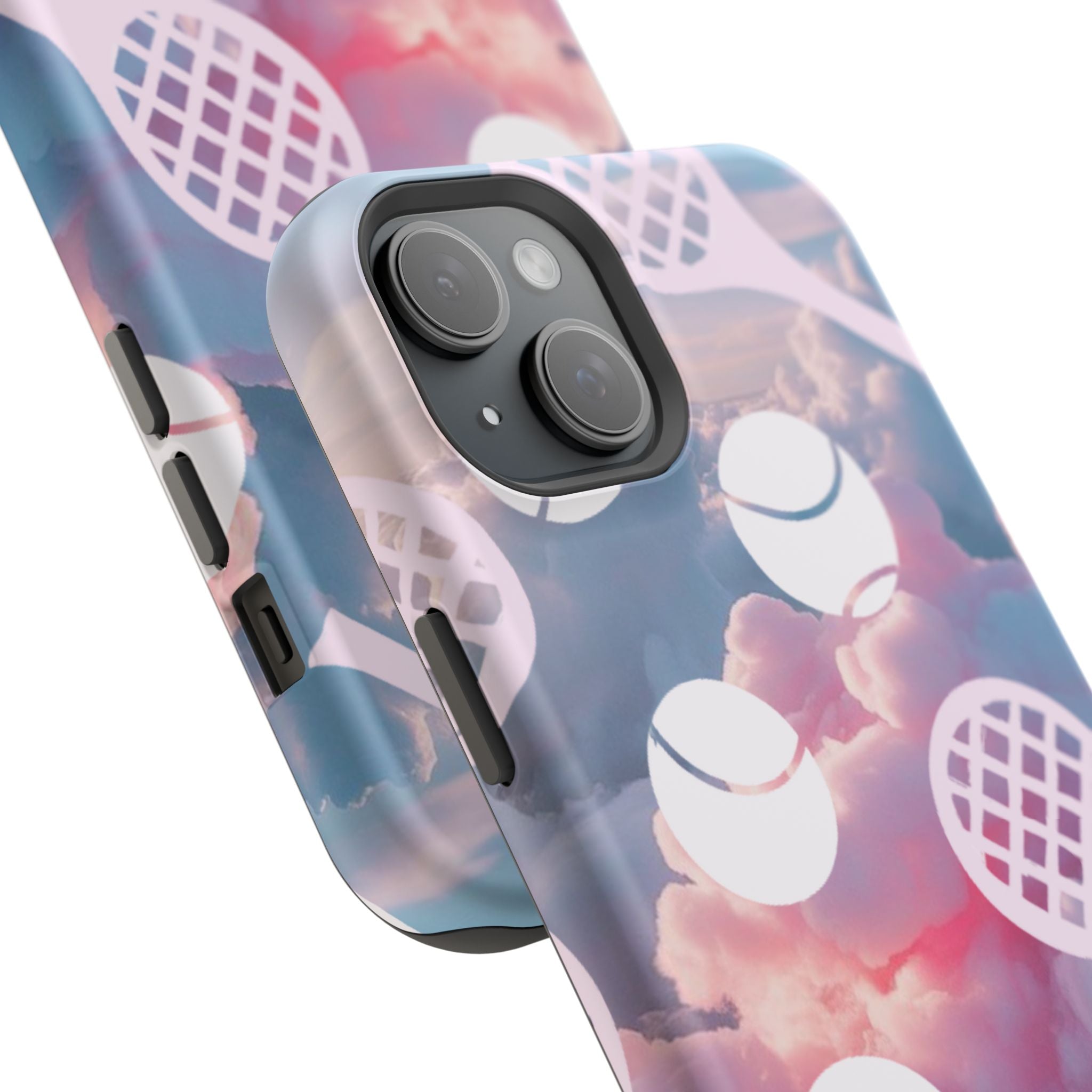 Tennis Impact-Resistant Phone Case — Tennis Rackets & Balls on Cloudscape