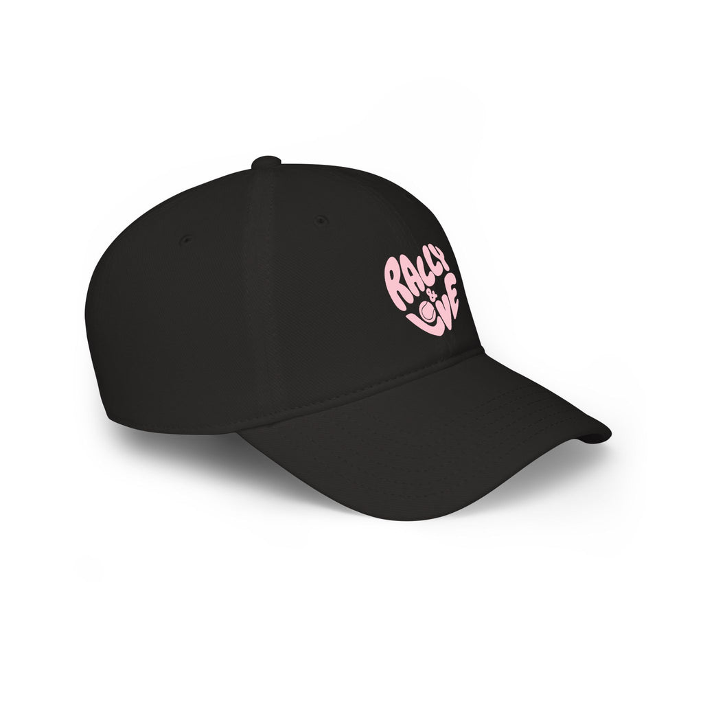 Women's Baseball Cap — "Rally & Love" Pink Logo, Graphic Low Profile Hat