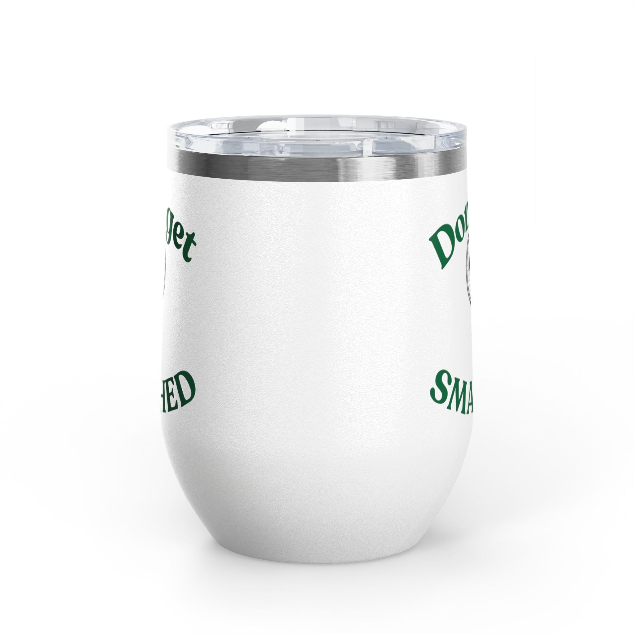 Wine Tumbler — White/racket heart, "Don't Get Smashed" Tennis Wine Tumbler, 12oz