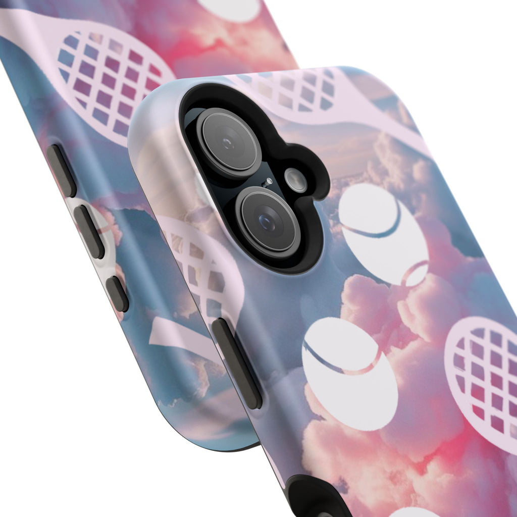 Tennis Impact-Resistant Phone Case — Tennis Rackets & Balls on Cloudscape