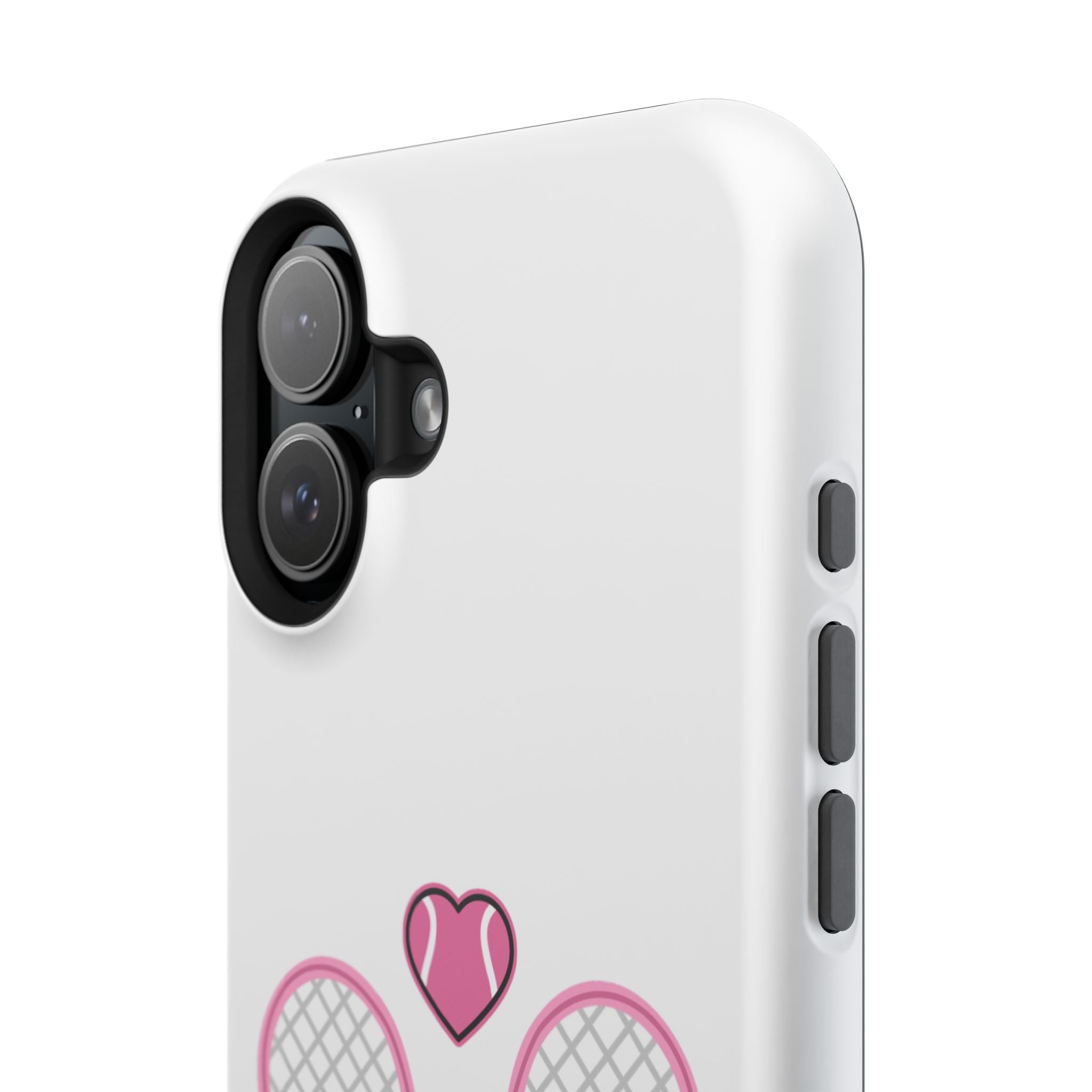 Tennis Impact‑Resistant Phone Case — 'Forty Love', pink/white