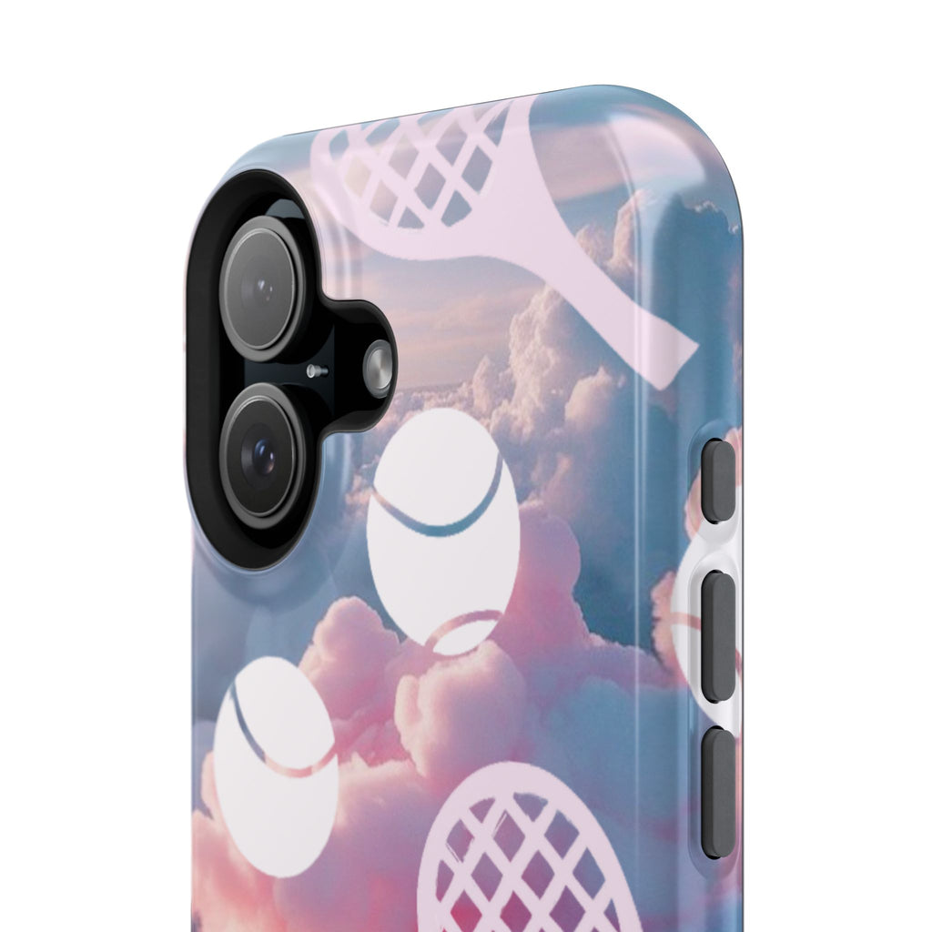 Tennis Impact-Resistant Phone Case — Tennis Rackets & Balls on Cloudscape