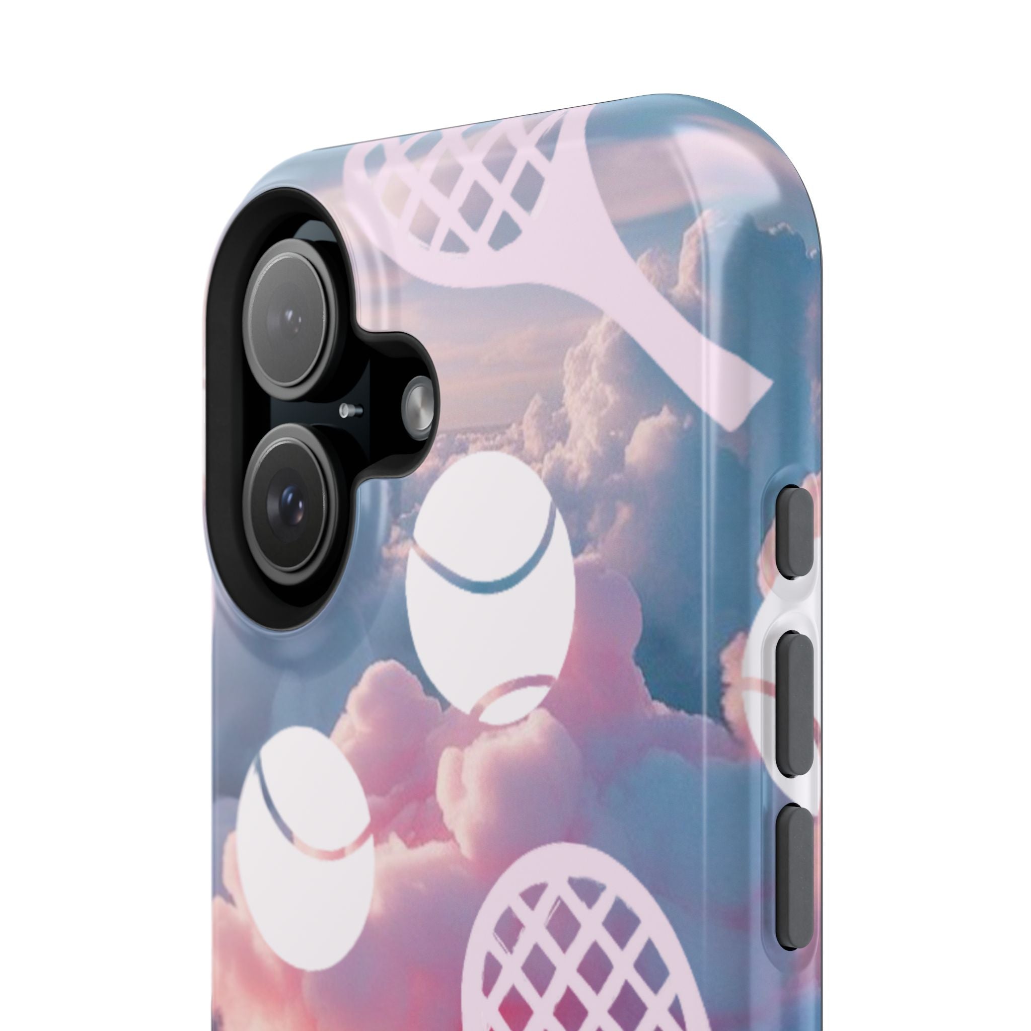 Tennis Impact-Resistant Phone Case — Tennis Rackets & Balls on Cloudscape