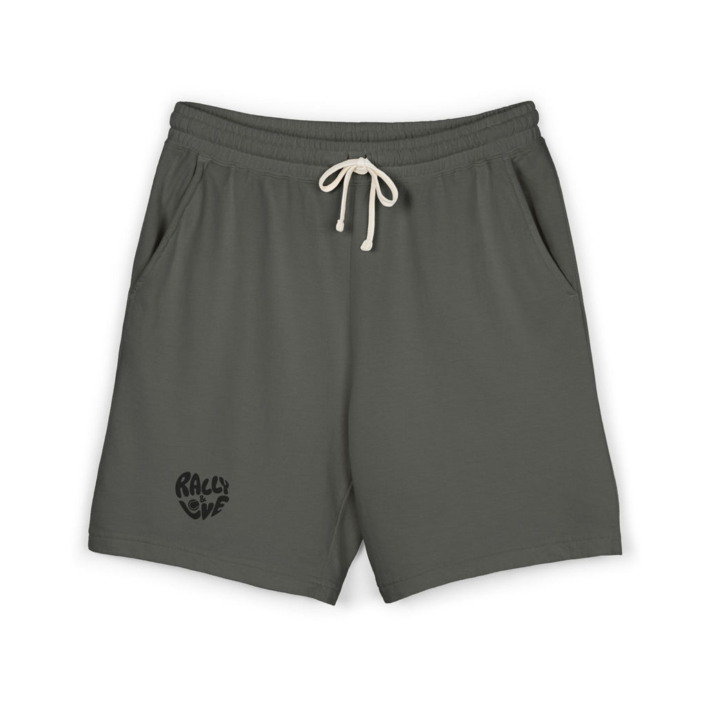 Men's Fleece Sweatshorts — 'Rally & Love' Logo Casual Lounge Shorts (black)