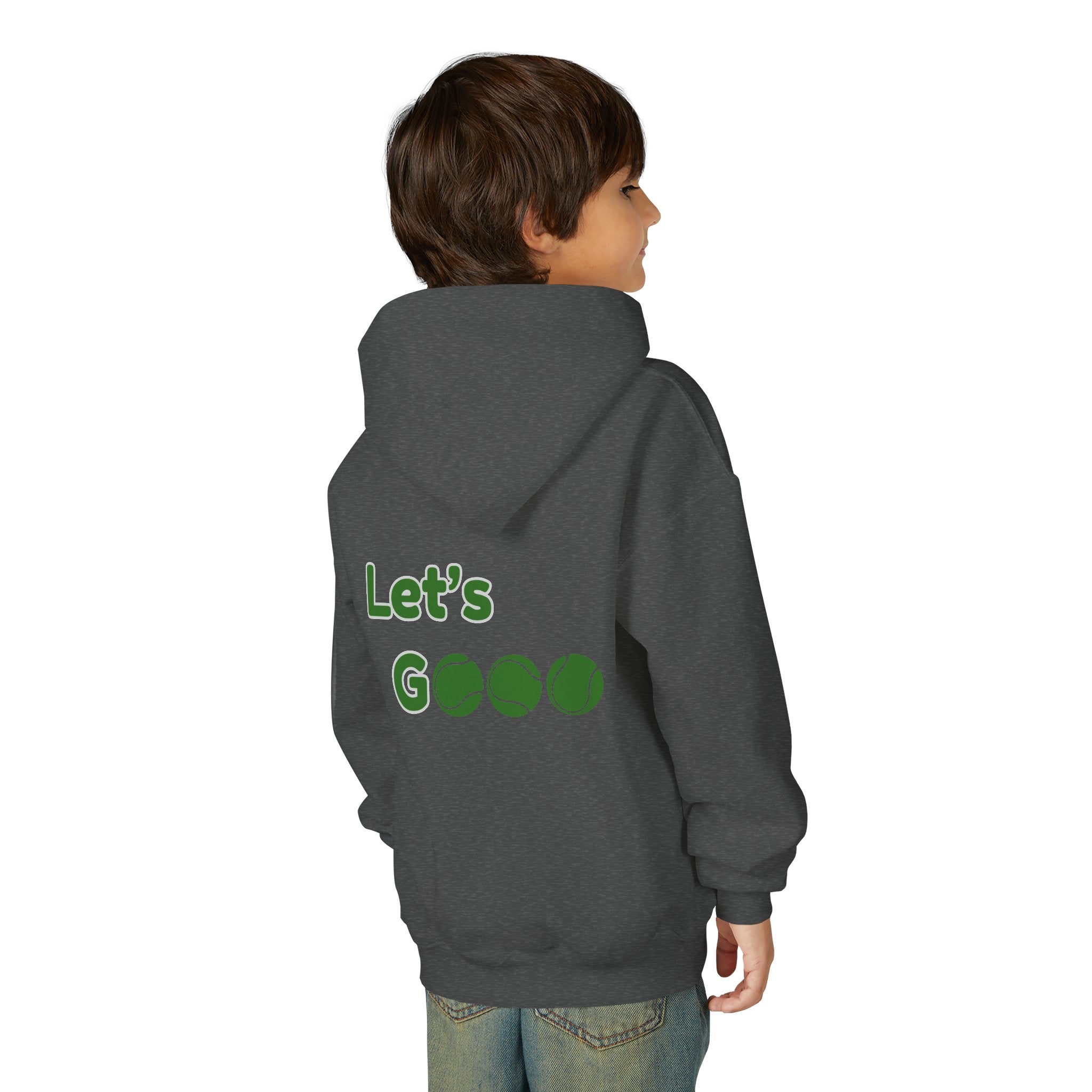 Boy's Junior Hoodie sweatshirt — “Let’s Go” Tennis Graphic Sweatshirt (Green)