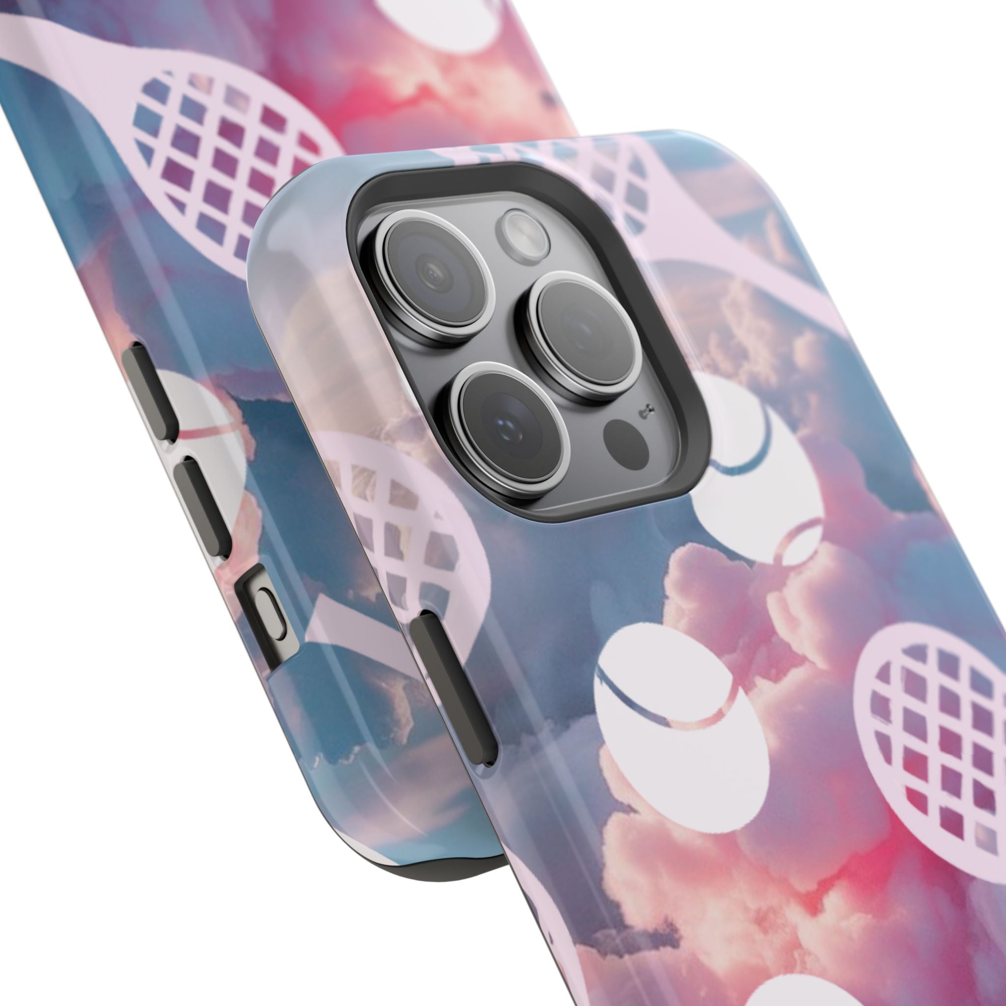 Tennis Impact-Resistant Phone Case — Tennis Rackets & Balls on Cloudscape