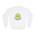 Boy's Junior Tennis Crewneck Sweatshirt — Cute Smiling Tennis Ball "My Happy Place"