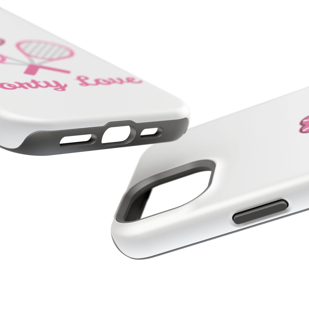 Tennis Impact‑Resistant Phone Case — 'Forty Love', pink/white