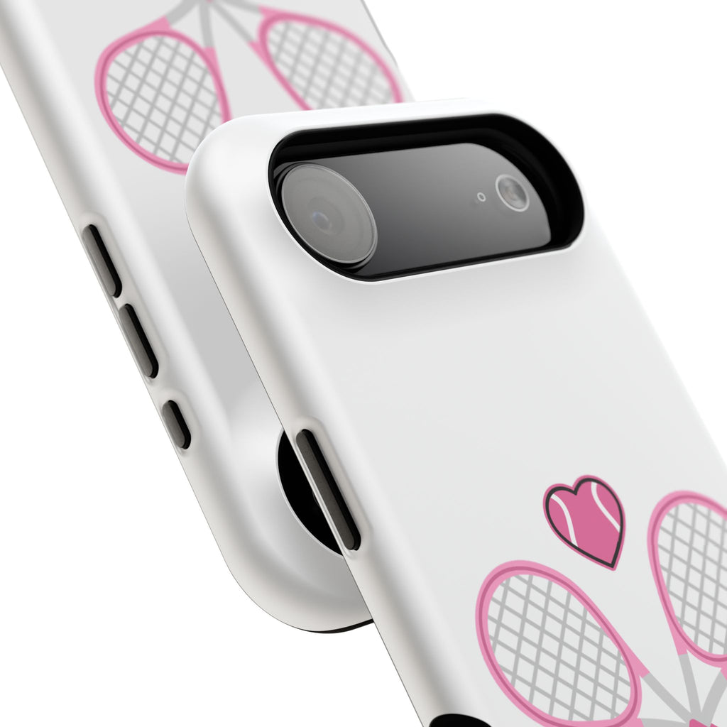 Tennis Impact‑Resistant Phone Case — 'Forty Love', pink/white