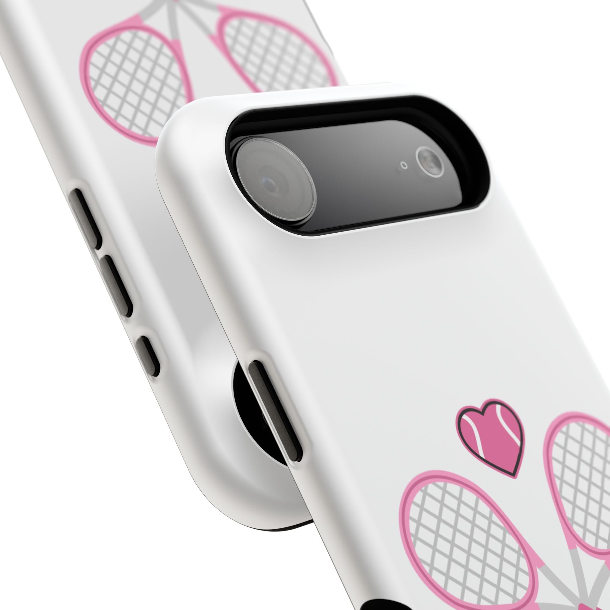 Tennis Impact‑Resistant Phone Case — 'Forty Love', pink/white