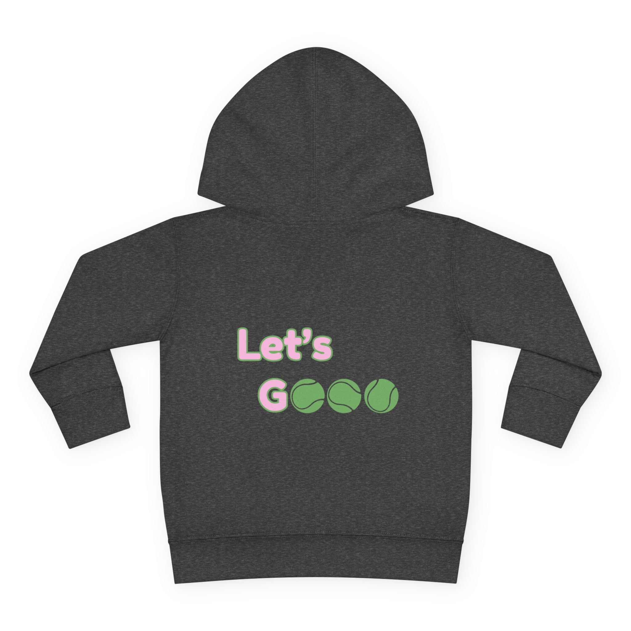 Girl Toddler's Junior Hoodie — “Let’s Go” Tennis Graphic Sweatshirt (Pink & Green)