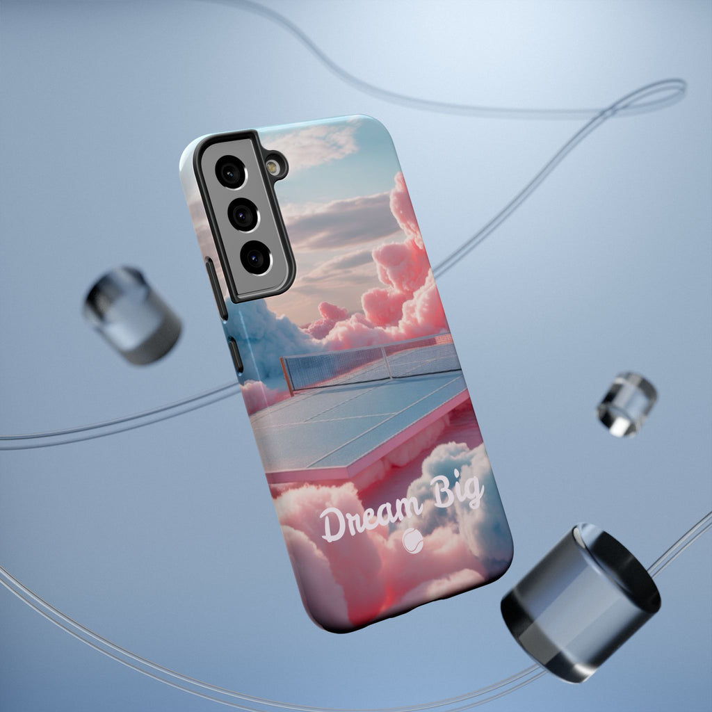 Tennis Impact-Resistant Phone Case — 'Dream Big' Pastel Cloud Tennis Court
